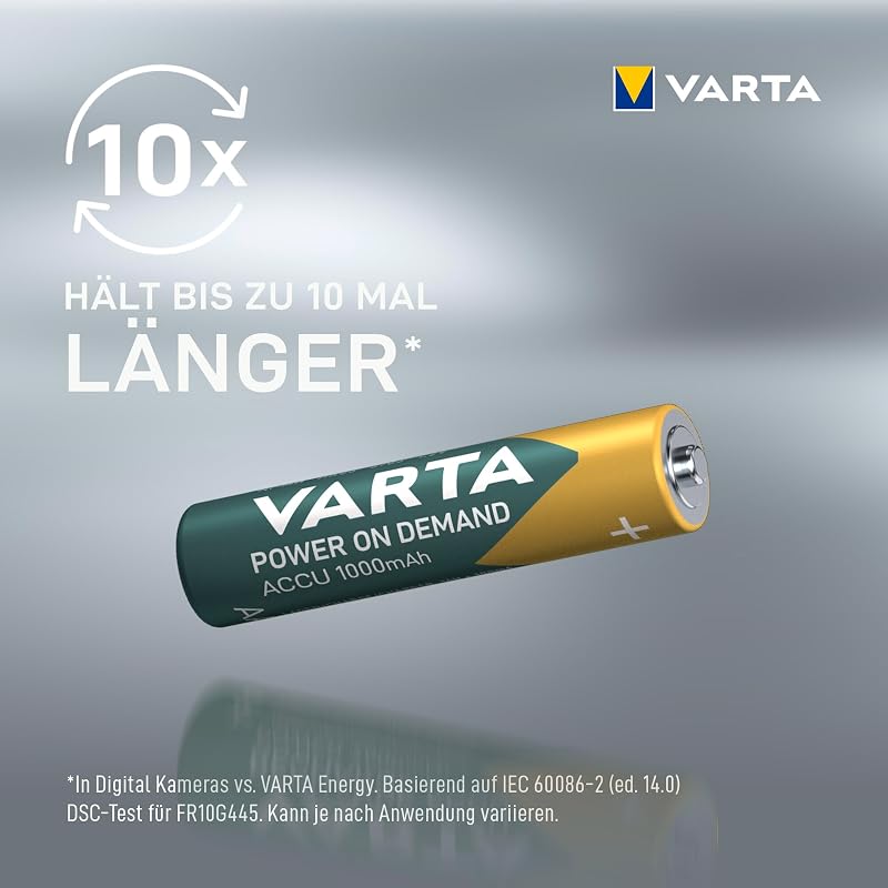Batterien AAA, wiederaufladbar 4 Stück, Recharge Accu Power on Demand