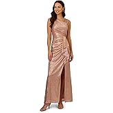 Adrianna Papell Womens Metallic Foil Long Dress