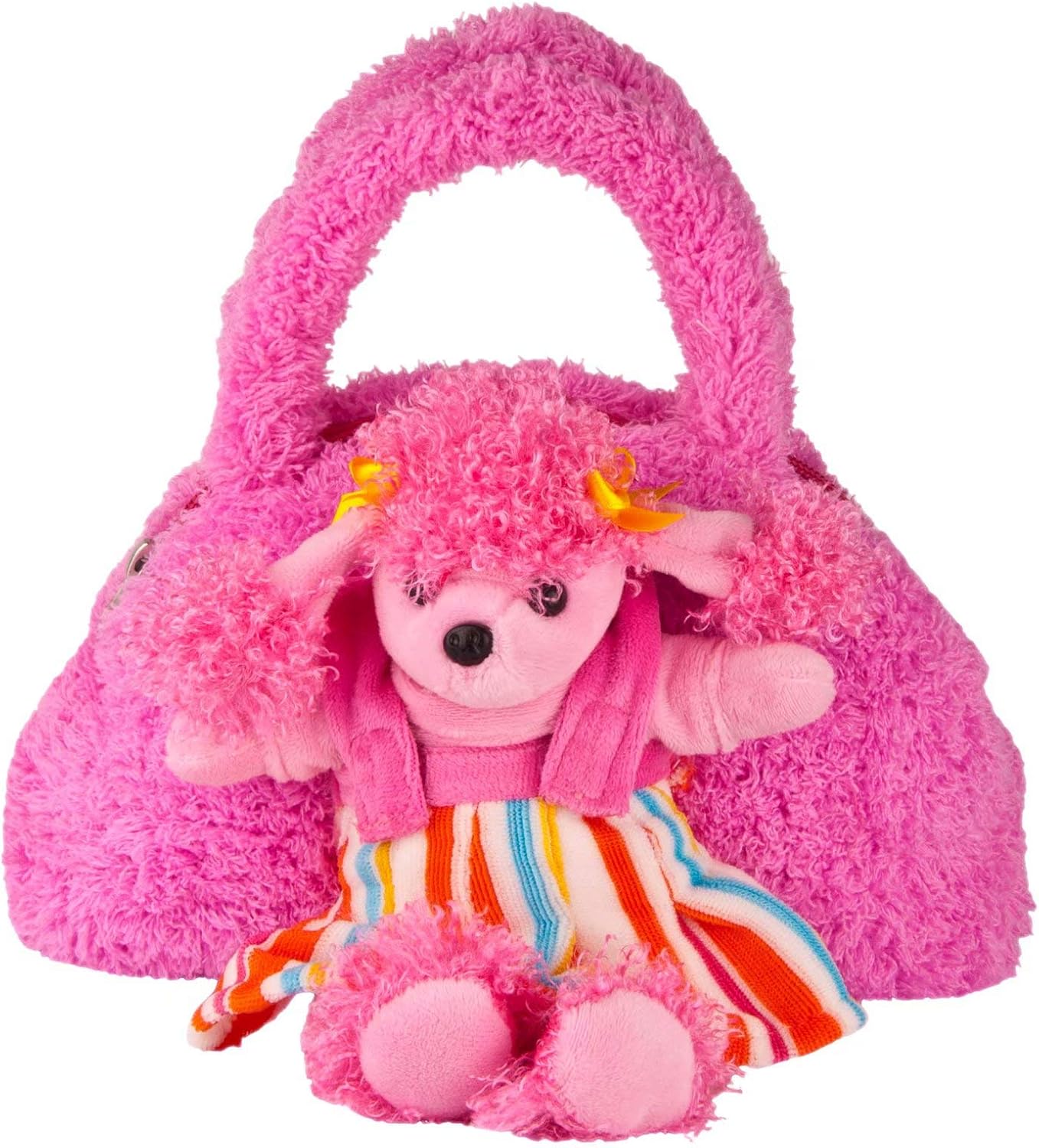 Kids Plush Handbag Tote Bag with Removable Stuffed Happy Bear Toy