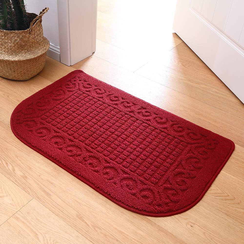 COSY HOMEER 32X20 Inch Anti Fatigue Kitchen Rug Mats are Made of 100% Polypropylene Half Round Rug Cushion Specialized in Anti Slippery and Machine Washable (32x20in Burgundy 1pc): Kitchen & Dining