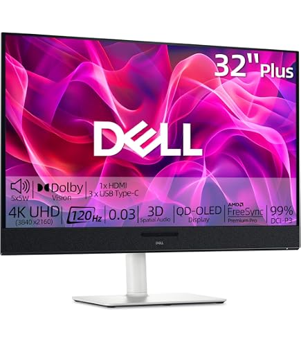 Amazon.com: Dell 32 Plus 4K QD-OLED Monitor S3225QC - 31.6