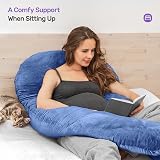 Nuliie Pregnancy Pillow U Shaped Full Body Maternity Support Navy Velvet Cover view 3