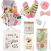 Bayelove Dog Mom Gifts for Women Best Dog Mom Gifts Dog Gift Basket Cool Gifts for Dog Lovers Include Canvas Tote Bag Glass Cup Keychain Socks Candle Soap Gift Card for Birthday Christmas Mothers Day
