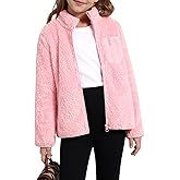 Patgoal Girls Fleece Jacket Zip Up Outerwear Warm Fuzzy Fall Winter Coat with Pocket for Kid Ages 5-14