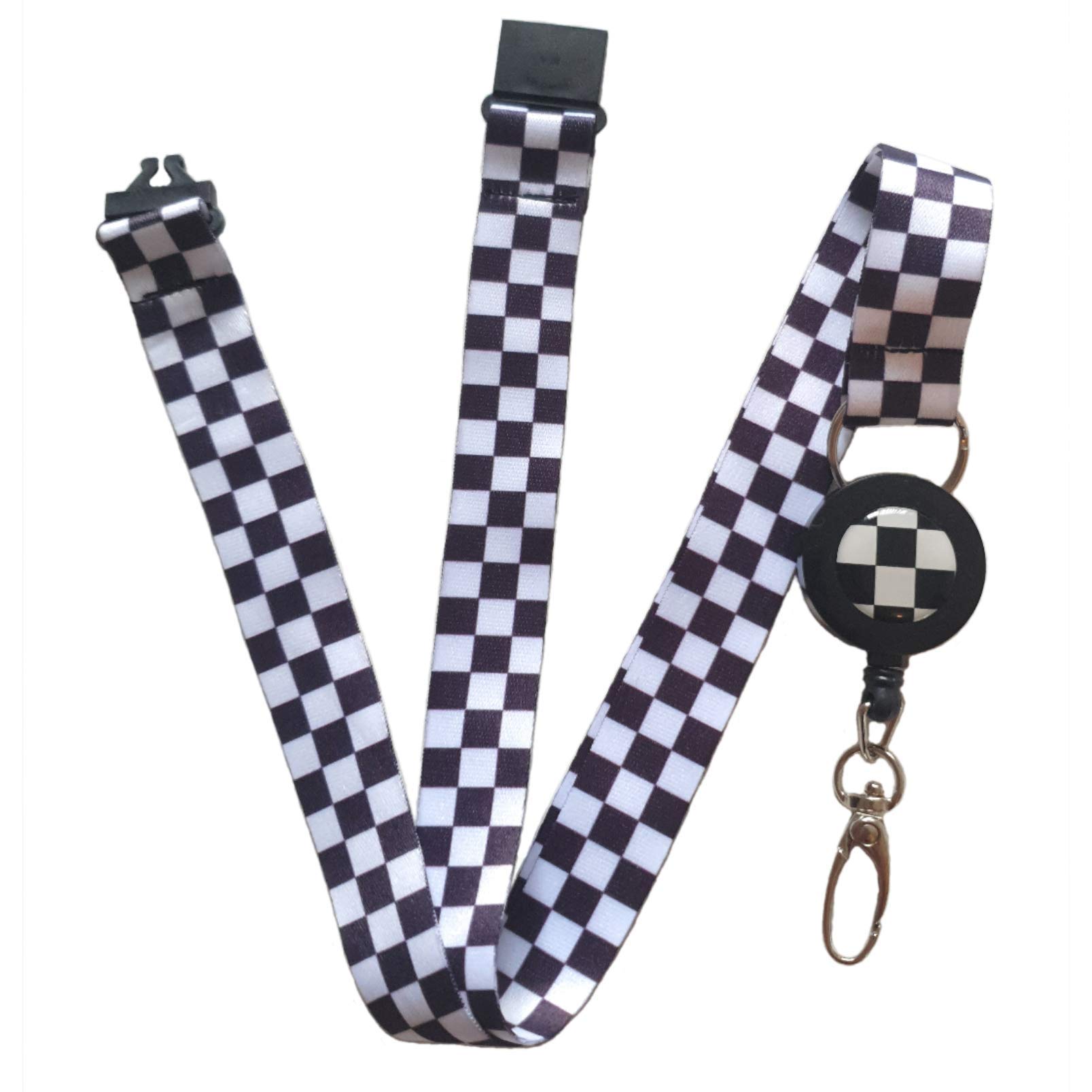 SpiriuS Retractable Lanyard Neck Strap for id Card Badge Holder with Safety Clip Breakaway (Retractable Checker Plaid)