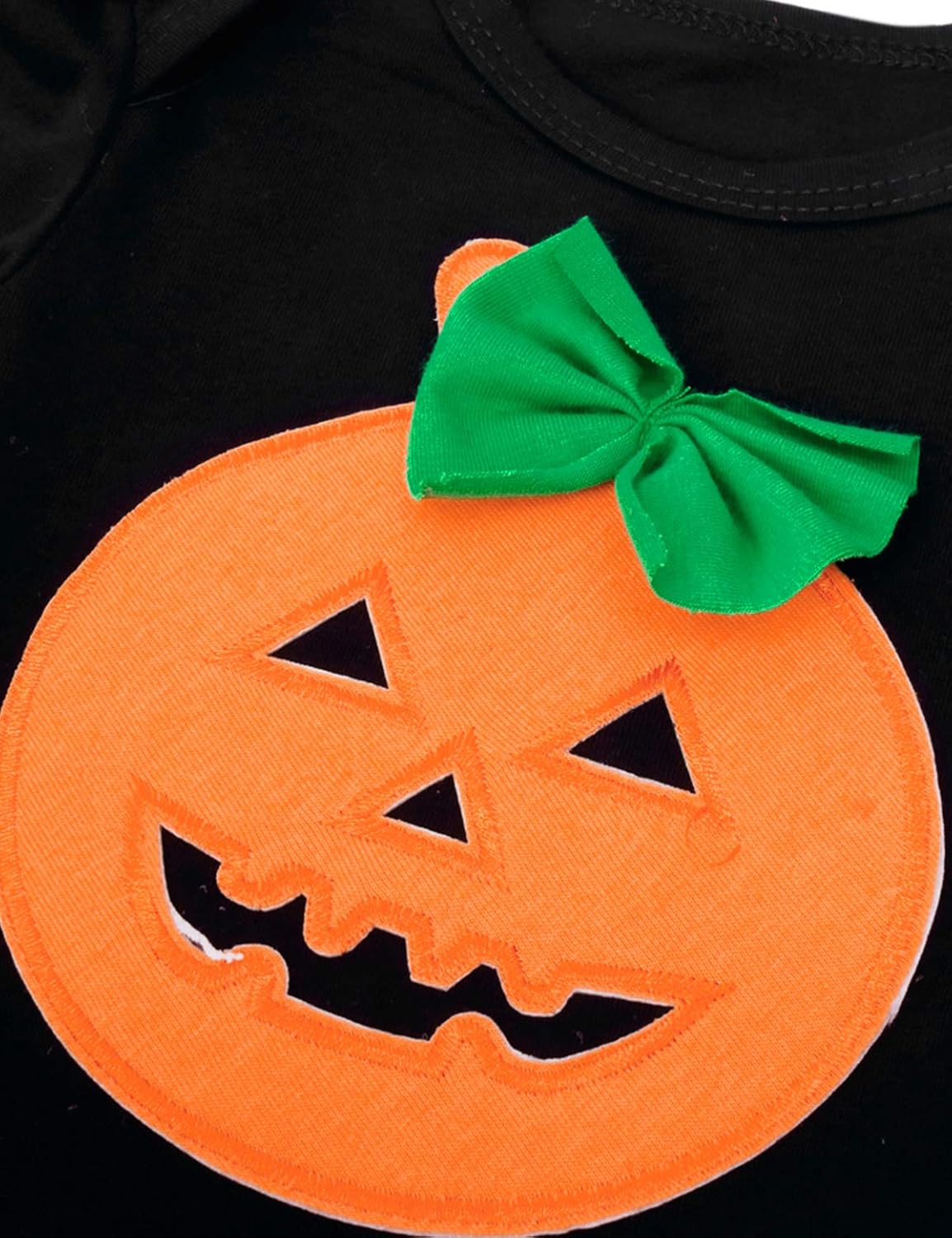 Kaerm Baby Girls Halloween Carnival Outfit Long Sleeve Pumpkin Applique Tutu Romper with Headband Leg Warmers Shoes Green 3-6 Months - Image 4