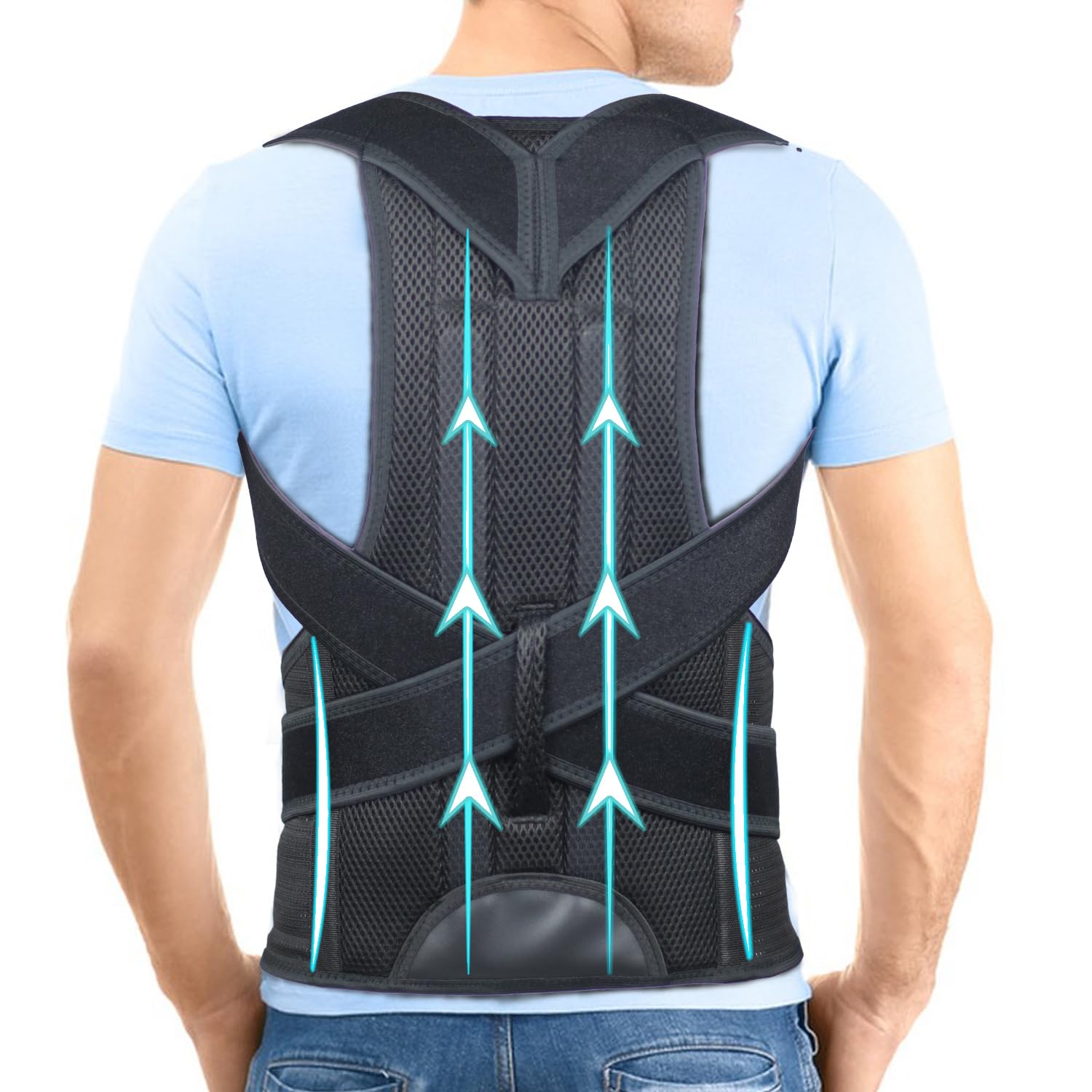 Photo 1 of PAZAPO Posture Corrector for Men and Women - Back Brace Full Back Support Straightener for Hunchback - Upper and Lower Lumbar to Relieve,Small(24-29 Inches)