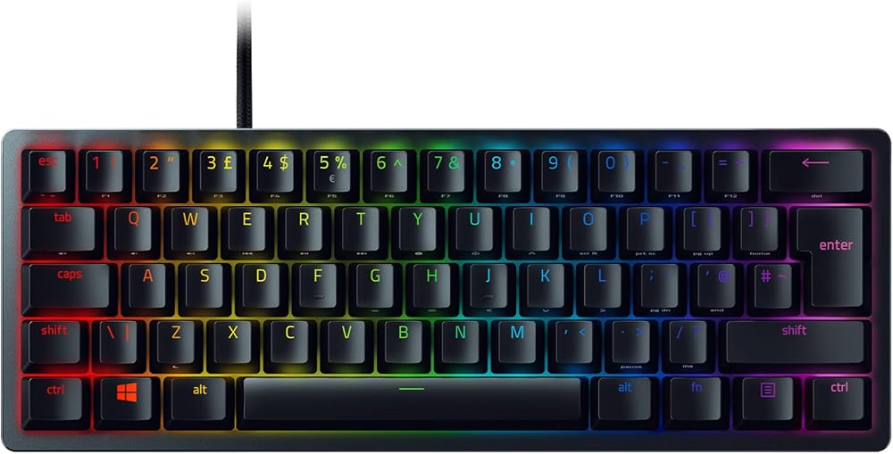 Razer Huntsman Mini Purple Switch 60% Keyboard UK Layout Black