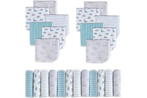 Viviland Baby Washcloths, 24Pack Baby Wash Cloths for Newborn, Baby Towels and Infant Bath Face Washcloths for Boys Girls Super Soft Absorbent, Gentle on Sensitive Skin Body, 9x9 Dinosaur