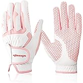 DUFFOBAN Womens Golf Gloves Both Hands, 1 Pair Left Right Hand Ladies Golf Glove, Non Slip Gloves Lightweight Breathable Pink Fit Woman Girl, Size Small Medium Large X-Large