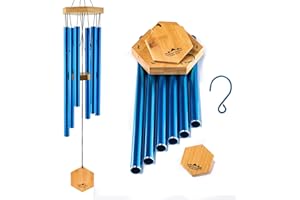 UpBlend Outdoors Wind Chimes for Outside, Gift for Mom, Deep Tone, Sympathy Gifts for Loss of Loved One, Patio Decoration, Memorial Windchimes, 29" Blue
