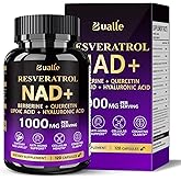 Bualle NAD Supplement, Liposomal NAD Resveratrol Supplement Contains Berberine, Alpha Lipoic Acid,Hyaluronic Acid & Quercetin - Joint Function& Support Anti-Aging,NMN Alternative -120 Capsules
