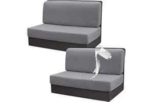 Gollense RV Dinette Cushion Covers Set of 2, Waterproof Stretch Camper Cushion Covers, Sectional Replacement RV Seat Covers for Trailer Couch, Includes 2 Backrest Cover & 2 Bench Cover (Light Grey)