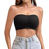 QWD Strapless Bras for Women Push Up Women's Tube Top Bandeau Bra Bralette Non-Slip Wireless with Clear Strap