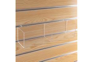 CiaoHER Slatwall Acrylic Retail Tray Rectangular Clear Dump Bin Merchandise Storage Organizer Caddy for Slatwall Displays, 16"x4"x4" (2 compartments)