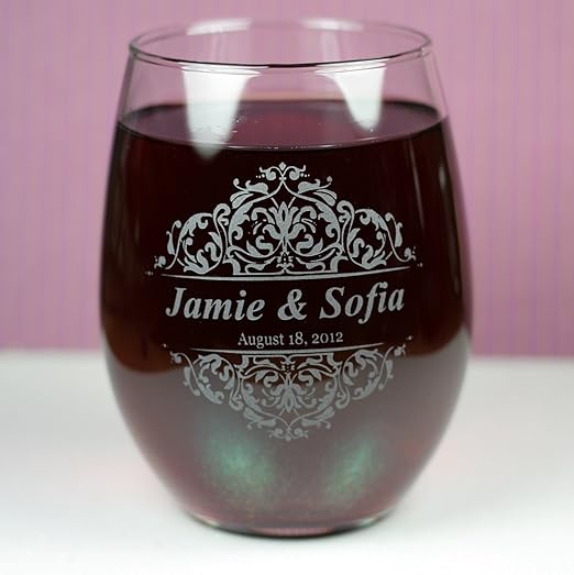 Amazon Com Personalized Engraved Bride Groom Wedding Stemless