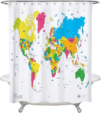 Amazing Shower Curtains Best Quality Peva World Map Shower