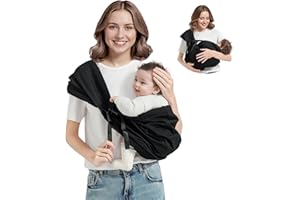 MISSWISDOM Baby Sling Carrier, Toddler Sling Carrier with Wide Shoulder Strap, Lightweight Baby Carriers Newborn to Toddler Infant Wrap Carriers Perfect for Mom and Dad, 7-30lbs, Black