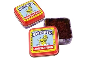LION BRAND SAFFRON LION SAFFRON, Original Kashmir Saffron/Kesar/Azafran (Certified Grade A+) for Biryani, Rice, Tea, Cooking, Kesar Tilak, Beauty and Improved Health | Kashmiri Kesar Saffron 2g (2 grams)