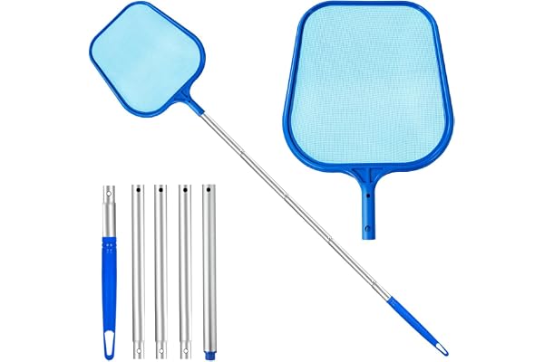 Swimming Pool Skimmer Net, Pool Net with 5 Pole Sections, 11" x 64" Pool Skimmer Net with Ultra Fine Mesh Net, Telescopic Alu