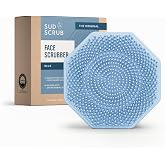 Sud Scrub&reg; Antimicrobial Silicone Face Scrubber, 1 Pack, Gentle Face Exfoliator for Sensitive Skin, Eco Friendly Facial Cleansing Brush, Exfoliating Face Brush for Men and Women (Blue)