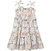 HILEELANG Little Girls Hawaii Dress Sleeveless Slip Easter Summer Cotton Casual Swing Twirly Beach Sundress