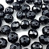 Honkoolly 400pcs Crystal Glass Beads 4mm Faceted Rondelle Glass Spacer Beads with Hole for Bracelets Necklace Earring DIY Jewelry Making Craft(Black)