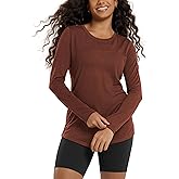 ODODOS Women's Long Sleeve Tunic Top - Ultralight Soft Breathable Side Slit Basic Tee Yoga Workout T-Shirt