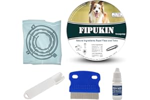 FIPUKIN Natural & Safe Flea and Tick Collar for Large Dogs,Safe and Effective Flea and Tick Repellent, 8 Months Protection, Waterproof, Free Comb and Tick Removal Tool, Flea Repellent Drops, 27.5 inch,1-Pack