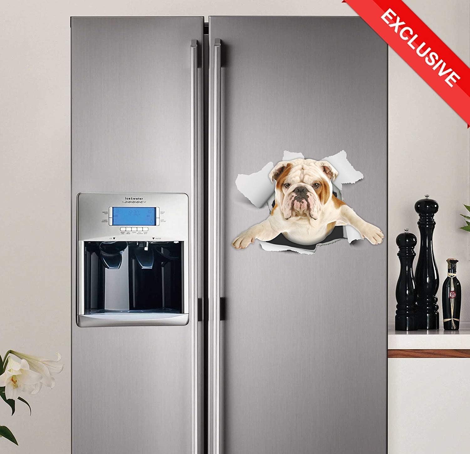 Mediapedia Pty Ltd Winston & Bear 3D Dog Stickers - 2 Pack - British Bulldog Sticker for Wall, Fridge, Toilet… - Image 5