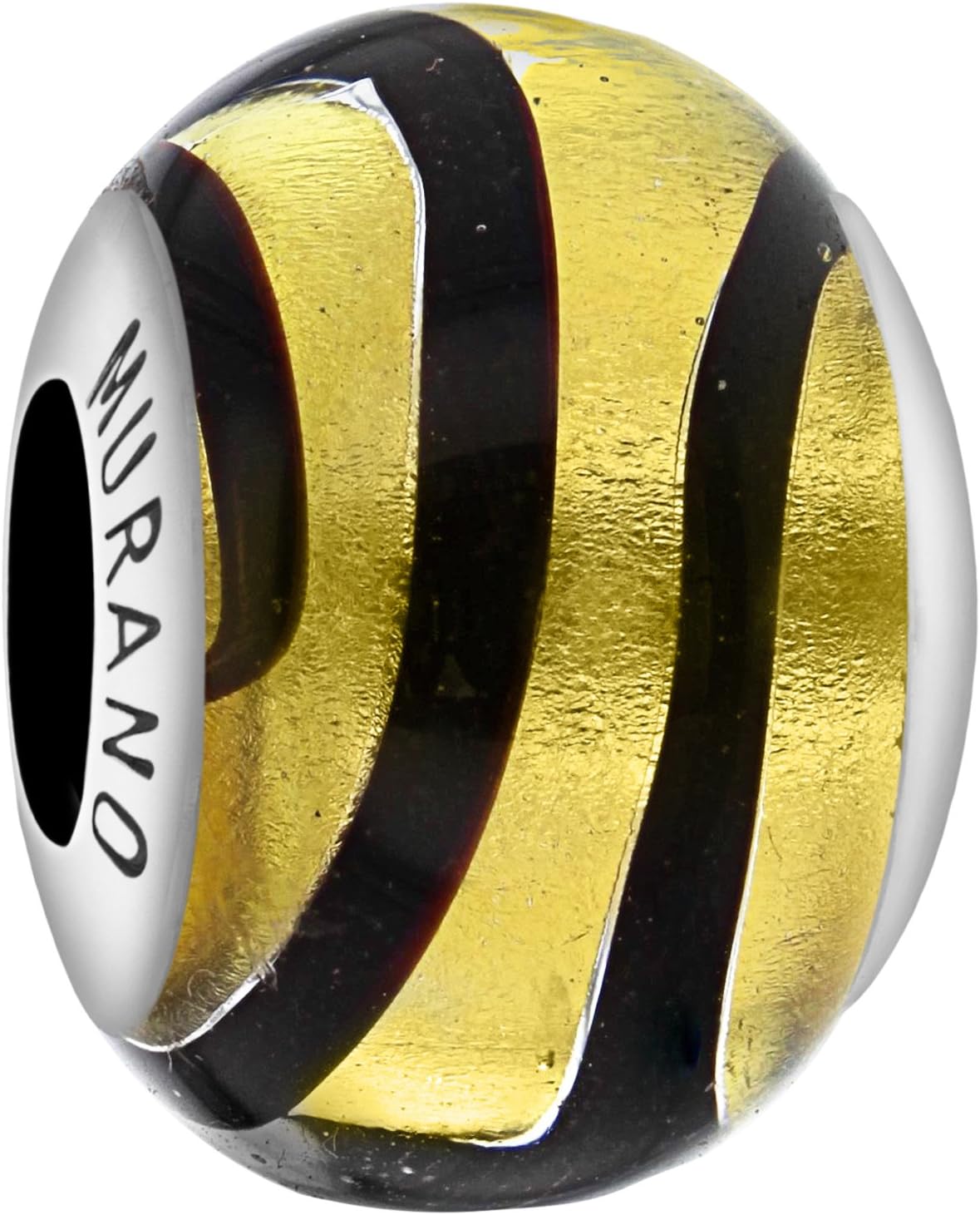 Tuscany Charms Sterling Silver Black Murano Bead
