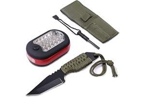 EFFICERE 3-Piece Outdoor Survival Tool Kit, 7-Inch Fixed Blade Knife, Fire Starter, and a Bonus Worklight - Perfect to Toss in Your Backpack, Bug Out Bag or Glove Box for Camping, Hiking, Fishing and Emergency