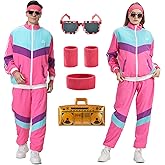 Antbutler 80s Tracksuit for Men Women Retro Windbreaker Set 80s 90s Outfit for Men 80s Track Suit for Couple 90s Shell Suit
