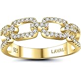 LAVALE Moissanite Wedding Band for Women,Twist Link D Color VVS1 Lab Created Diamond Rings,Half Eternity Stackable Band Ring,S925 Sterling Silver Chain Link Ring