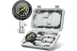 AUTOWN Professional Compression Tester Kit, 300 PSI Triple-Scale Gauge with 8-Piece Set & Portable Gray Case for Car, Truck, 