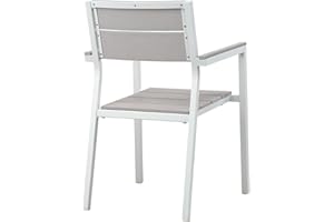 Modway Maine Aluminum Outdoor Patio Arm Chair in White Light Gray