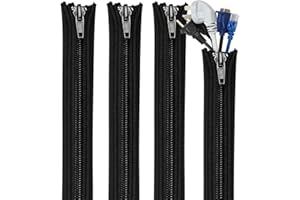 Teskyer Cable Management Sleeves, 20 inch Cord Organizer Sleeve with Zipper, 4 Pack Wire Wrap Covers, Cable Organizer Sleeves for TV, Computer, Office, Home Entertainment, Black