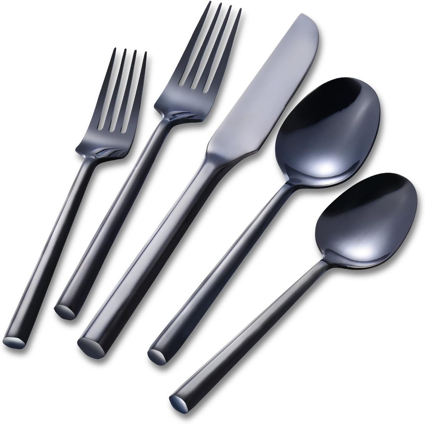 Flatware Set Black Silverware Set Mirror Plated Stainless Steel Cutlery Set 20 Piece Wedding Housewarming Gift Service for 4