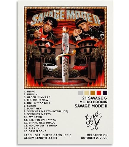 Amazon.com: BICHI 21 Savage Album Cover Art - Savage Mode II