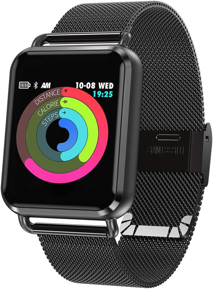 Kooman Smart Watch,Fitness Tracker with Heart Rate Blood Pressure Sleep Monitor Compatible with Android iOS Samsung,Waterproof Activity Tracker Color Screen, Calorie Pedometer for Men Women (Black)