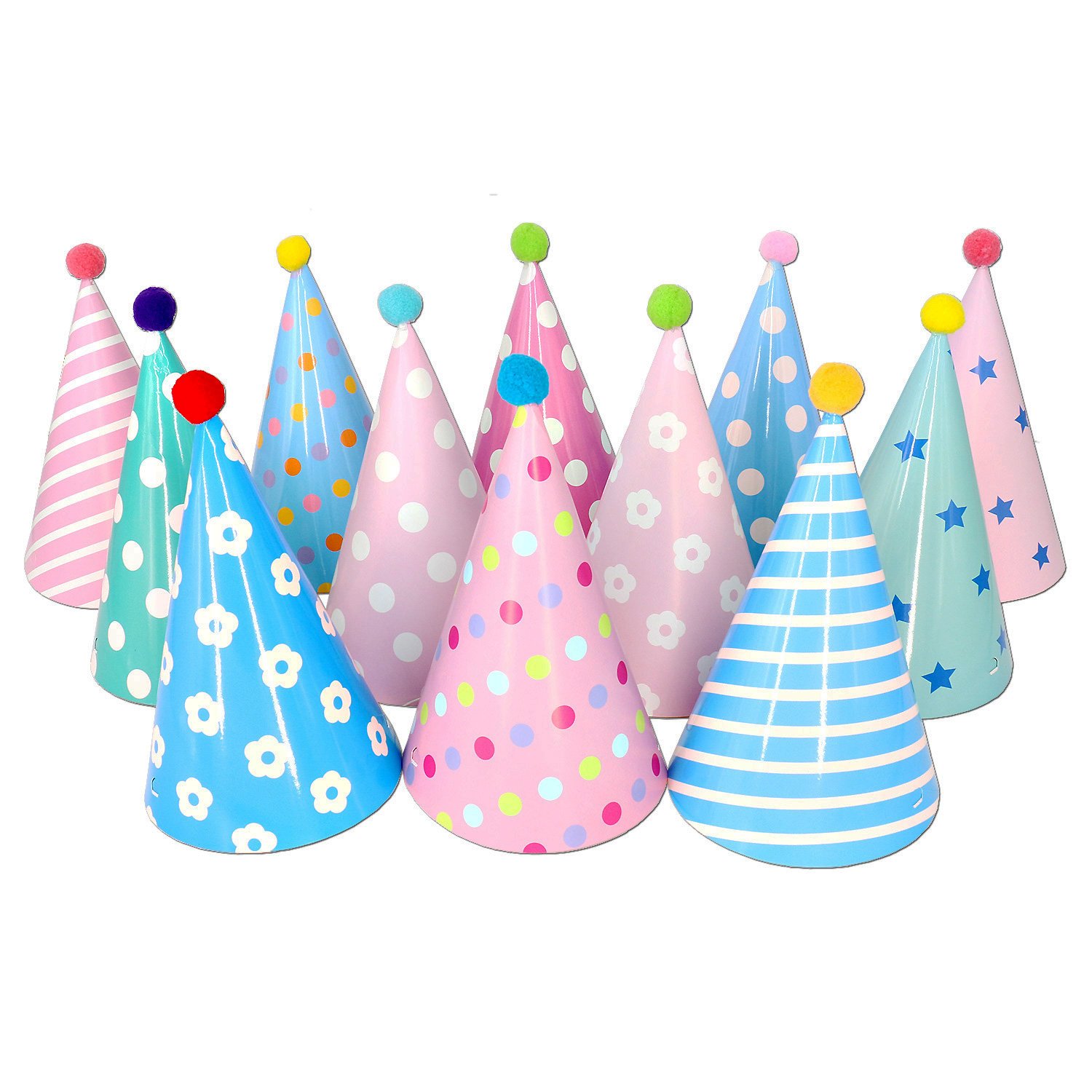 Happy Birthday Paper Party Cone Hats 