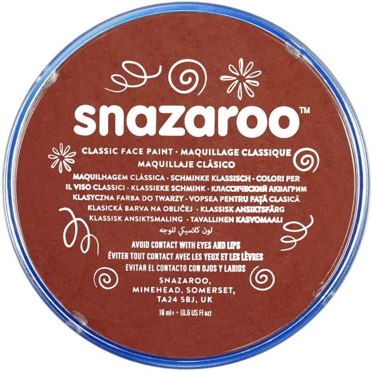 Snazaroo Classic Face and Body Paint for Kids and Adults Rust Brown Colour, Water Based, Easily Washable, Non-Toxic, Makeup