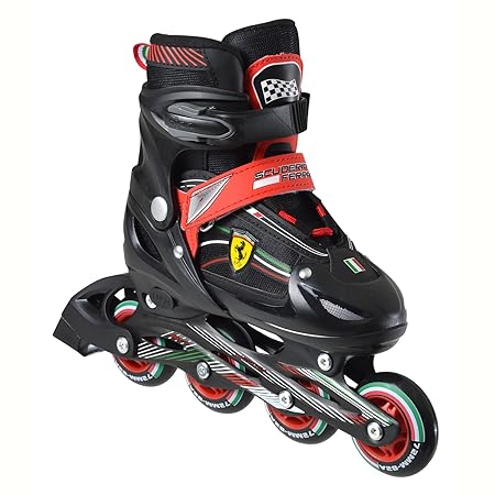 Ferrari - Kinder Inlineskates I Verstellbar I 4 Größen I Rollerskates für Kinder I Komfortable Skates I Leichtes Anziehen I A
