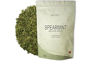 MARCOINA - Pure Spearmint Herbal Tea 227g - Cut Leaves, Loose, Caffeine-Free, Resealable Bag (8oz)