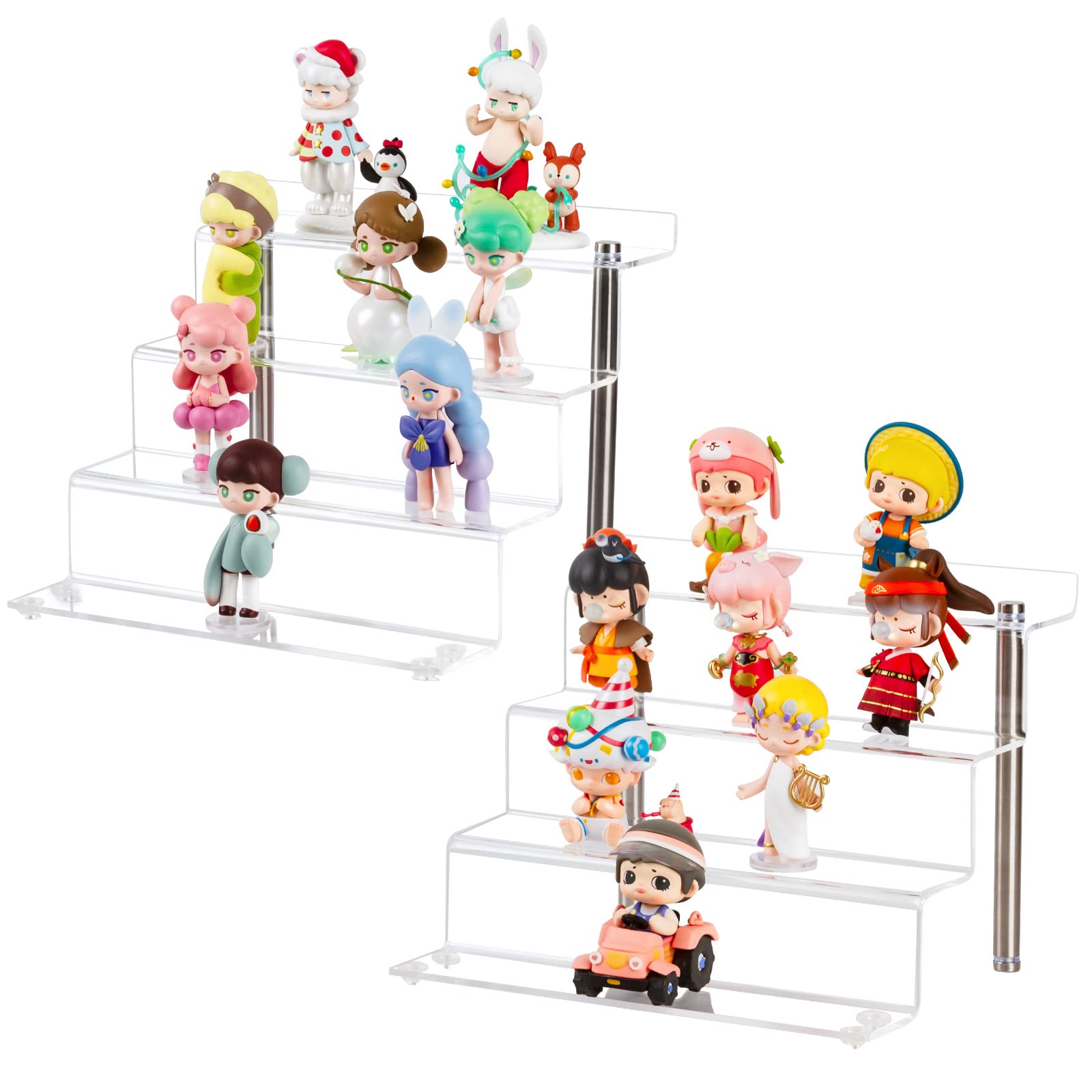 LileZbox Acrylic Display Risers Shelf for Figures, Clear Small 4-Step Display Stand for Display Or Collection, Cupcake Dessert Product-2 Pack(23x21x17cm) — image 1