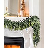 Lvydec Christmas Pine Garland Greenery Decoration, Realistic Cedar Cypress Garland for Holiday Mantel Fireplace Table Centerpiece