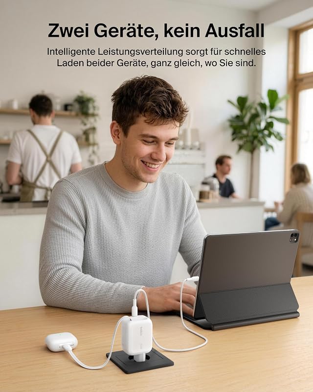 USB C Ladegerät 45W mit Einziehbarem 0,8 m USB-C-Kabel und USB-C-Anschluss, Netzteil, iPhone Schnellladegerät für iPhone-Serie 17 und 16, Galaxy S26-Serie, AirPods, Tablets, MacBook, Laptops