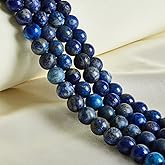 60pcs 6mm Natural Lapis Lazuli Beads Gemstone Beads Round Loose Beads for Jewelry Making