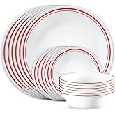 Corelle Logan 18-Piece Dinnerware Set, Service for 6 | Lightweight, Chip-Resistant Vitrelle Glass, Dishwasher, Microwave &amp; Oven Safe, Made in USA