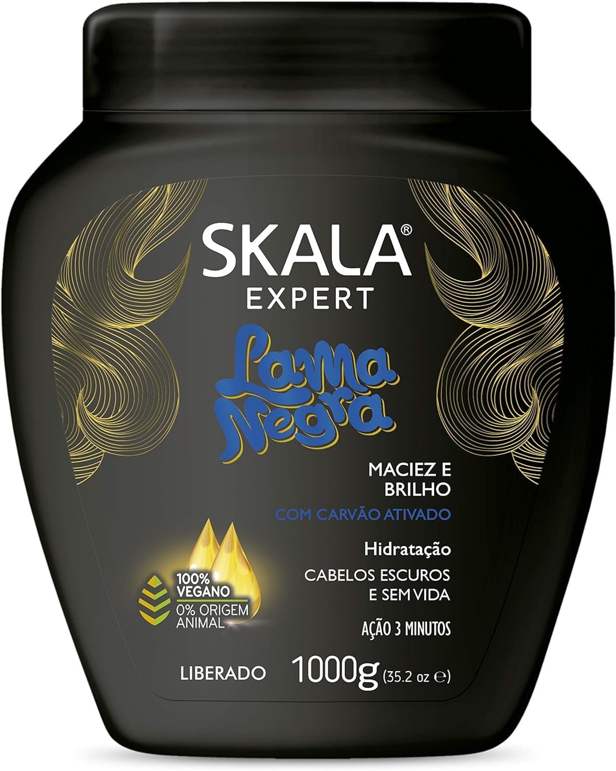 Deep Purification and Shine - Conditioning Cream Black Clay - Skala - 1000ml - Enriched with Black Clay for Detoxifying and Revitalizing Hair